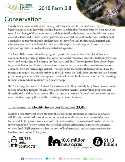 NFU policy brief: Conservation in the 2018 Farm Bill