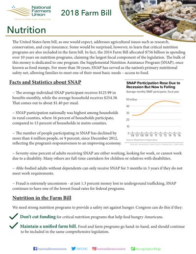 NFU policy brief: Nutrition in the 2018 Farm Bill